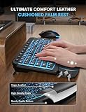 SABLUTE Ergonomic Wireless Keyboard and Mouse Combo - Wave Keyboard with Soft Leather Wrist Rest, Resistant Keys, RGB Backlit Rechargeable Set for PC/Mac/Chromebook (Black)