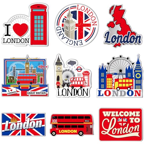 Tellegloww 18 Pcs London Fridge Magnet Magnetic Refrigerator Stickers Metal Magnet London Souvenirs Gifts Refrigerator Magnets Home Decoration Accessories