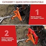 3 Point 2" Trailer Hitch Receiver and Trailer Ball Hitch with Hook Heavy Duty Tractor Drawbar 3 Pt Quick Hitch Category 1 Farm Equipment and Subcompact Trailer Hitch for Kubota, John Deere(Orange)