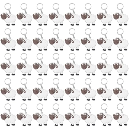 CiciBear 40 Pack Sheep Keychains Party Decoration for Guests, Barnyard Farm Animal Themed Party, Baby Shower, School Party, Zoo Kids Birthday