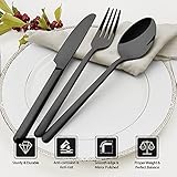 KINGSTONE Black Silverware Set, 20 PCs Black Flatware Set for 4, 18/10 Stainless steel Cutlery Set for Home Kitchen and Restaurant(Black, 20 pieces for 4)