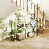 solaround Acrylic Console Table, 3 Tier Entryway Table with Storage Shelves (Green)