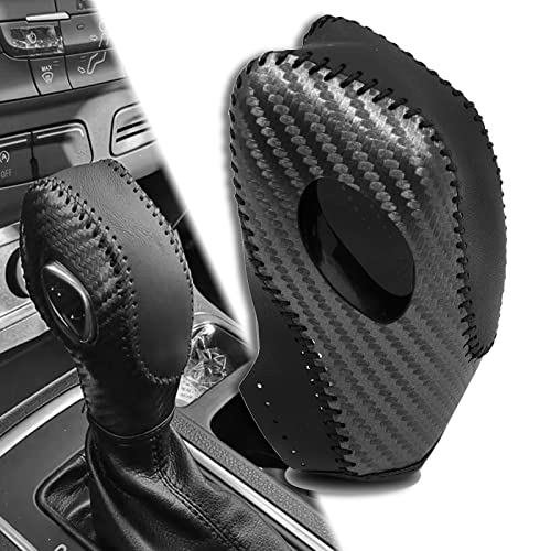VEEVIIY Gear Shift Cover Black Genuine Leather Gear Shift Knob Cover for Ford Focus 2012-2016/ Ford Fiesta 2014-2016/ Ford Fusion S SE Escape Transit C-Max 2013-2016/ Fusion Gear Shift Cover(Black)