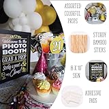 21st Birthday Photo Booth Props - 41-pc Photo Booth Kit with 8 x 10-Inch Sign, 60 Adhesive Pads, 45 Sticks - Photo Booth 21st Birthday Props - 21st Photo Booth Props