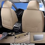 Coverado Seat Covers, Car Seat Covers Front Seats, Car Seat Cover, Car Seat Protector Waterproof, Car Seat Cushion Nappa Leather, Beige Seat Covers Carseat Cover Universal Fit for Most Cars