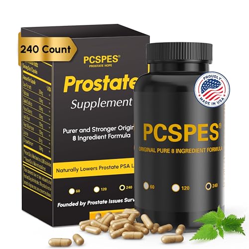 PCSPES Prostate Supplements for Men - Lower PSA Levels Naturally with Saw Palmetto & 7 Pure Herbs - Prostate Health Support - Reduces Frequent Urination 240 Count