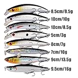 LINGYUE Bass Fishing Lures Kit Set Topwater Hard Baits Minnow Crankbait Pencil VIB Swimbait for Bass Pike Fit Saltwater and Freshwater (50pcs Gary)