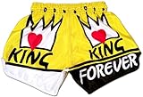 Muay Thai Boxing Shorts for Men King Forever Yellow (M)