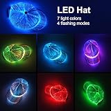 Ruconla Fiber optic cap LED hat with 7 colors luminous glowing EDC baseball hats USB Charging light up caps even party led crazy cap for event holiday