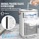 3-IN-1 Portable Air Conditioners, Evaporative Air Cooler w/Remote, 1.2L Water Tank & 2 Ice Packs, 1-7H Timer, 5400mAh Battery With USB Charging, Personal Fan For Desktop Home Office Outdoors