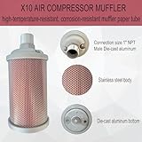 X10 Air Compressor Muffler 1" NPT Male, Air Exhaust Muffler Silencer for Compressor Dryer Compressed Air Equipment and Systems, Single Chamber 145 PSI, Muffler Replacement Part