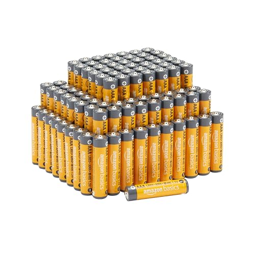 Amazon Basics AAA Alkaline High-Performance Batteries, 1.5 Volt, 10-Year Shelf Life, 100 Count (Pack of 1)