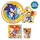 Sonic The Hedgehog Birthday Party Kit - Complete Supplies for 10, Video Game Themed Decorations, Licensed Banner, Plates, Cups, Balloons, Games, and Favors for Kids' Celebration