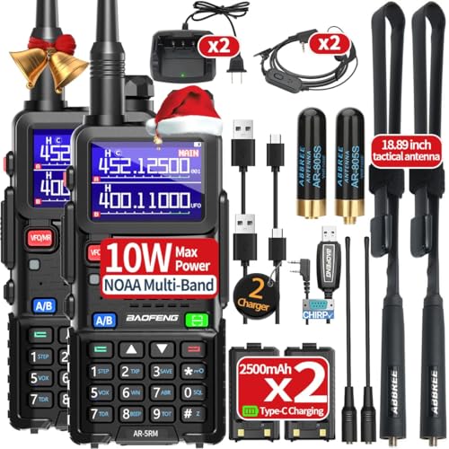 BAOFENG Ham Radio AR-5RM 10W Handheld Radios Long Range Rechargeable Tactical Two Way Radio Plus Copy Frequency 2500 mAh Walkie Talkie for Adults with Programming Cable,Type-C Charging,2 Pack