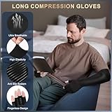 Zuscot Long Copper Compression Arthritis Gloves for Women & Men, Medical Arm & Hand Compression Gloves, Fingerless Pressure Gloves, Hand Support Sleeves for Carpal Tunnel, Lymphedema, Hand Pain, Edema