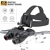 HUVIOVED NV8300 Head-Mounted Night Vision Goggles for Adults, 4K 3D Visual Digital Night Vision Binocular with Head Strap and 32GB Memory Card, 7 Gear Infrared, 8X Digital Zoom