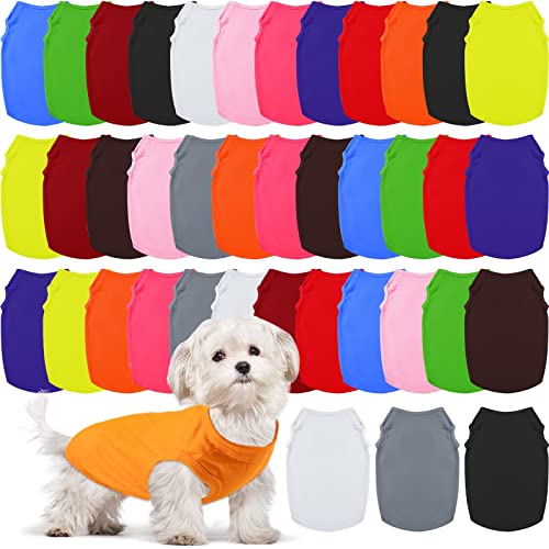 Silkfly 39 Pieces Summer Breathable Dog Shirts Pet Blank Clothes Plain Puppy Shirt Blank Costume for Pet(Medium)