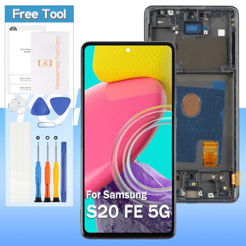 Original for Samsung Galaxy S20 FE 5G/ S20 FE /S20 FE 2022 Screen Replacement(AMOLED) SM-G781B SM-G781U SM-G781V SM-G781W SM-G781N LCD Display Touch Digitizer Assembly with Black Frame