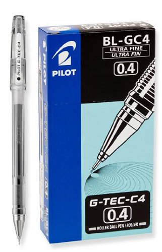 Pilot G-Tec-C Black Ultra Fine 0.4mm - 12 Pack Gel Pen - PGTC4-BLK