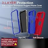 Grifobes for iPhone 14 Case 2022 / iPhone 13 Case 2021 (6.1inch), Thick Silicone 3-in-1 Heavy Duty Shockproof Rugged Protective i Phone 6.1" Rubber Cover for Kids Boys Men (Red+Blue)