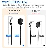 IFERRENS 40-Piece Black Silverware Set for 8, Titanium Black Plated 18/0 Stainless Steel Flatware Set, Lightweight Cutlery Set for Home and Restaurant, Daily Utensil, Mirror Polished, Serving for 8