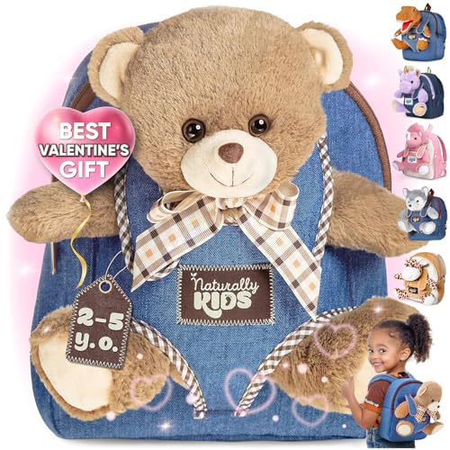 Teddy Bear Backpack, Toddler Valentines Day Gifts, Toys for Kids 3-5, Teddy Bear Stuffed Animal 2 3 4 5 Year Old Girl Boy