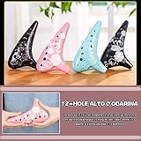 Ocarina Instrument Beginners Practice Elegant Rose Relief Ocarina, School/Training Institution 12 Hole Alto C Submarine Shape Wind Instruments, Birthday (Yellow)