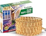 Tupkee Rope Light Warm Clear - 24 Feet (7.3 m), for Indoor and Outdoor use - 10MM Diameter - 288 Clear Incandescent Long Life Bulbs Decorative Rope Tube Lights - Pack of 2