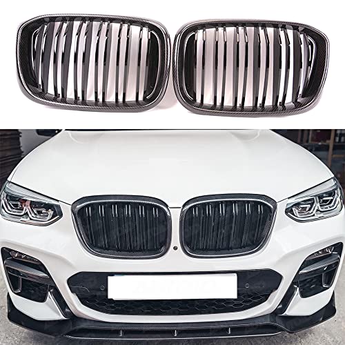 Carbon Fiber Front Kidney Grille For BMW X3 X4 2018 2019 2020 2021 G01 G02 G08 (Black)
