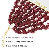 ZRQ 24 Inch Pre-twisted Butterfly Locs Crochet Hair 6 Packs Goddess Long Distressed Faux Locs Crochet Braids Hair Burgundy Pre-looped Messy Bohemian Butterfly Braids Hair BUG#