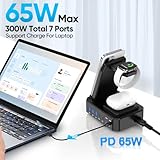 300W Charging Station for Multiple Devices Apple,10 in 1 Wireless Charger for iPhone,GaN III USB C 65W PD Fast Charging Stand Dock for MacBook,Apple Watch&Airpods (Wireless Charging Only for Apple)