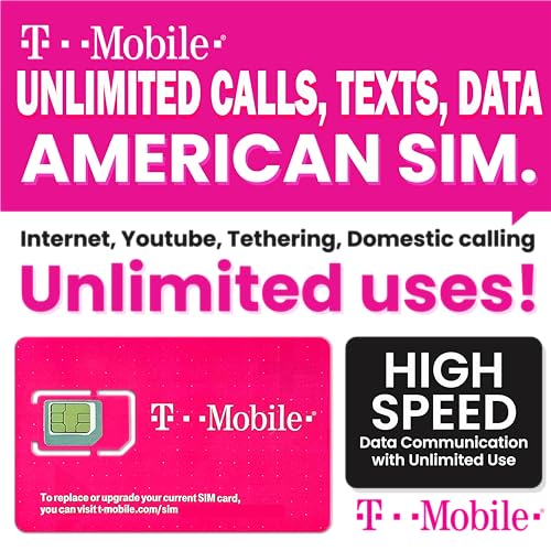 T-Mobile Prepaid USA SIM Card (60 Day) | 5G/4G-LTE Unlimited High Speed Data/Calls/Texts() Prepaid SIM Card for USA| Phone use only not for Modem |