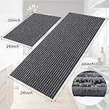 BEQHAUSE Kitchen Rugs Set of 2 Non-Slip Kitchen Runner Rug Washable Kitchen Mats for Floor Absorbent Soft Kitchen Area Rug for Sink,Laundry,Hallway&Kitchen 24”x35”+24”x60” Dark Grey