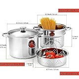 Cook N Home 4-Piece 8 Quart Multipots, Stainless Steel Pasta Cooker Steamer