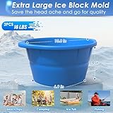 IPOW 2Pack Extra Large Ice Block Molds,16LBS Reusable Giant Ice Cube Bricks Maker Molds for Cold Plunge Tub Ice Bath Foldable Ice Cubes Tray for Ice Bath Accessories with Lid (Blue)