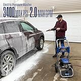 Westinghouse WPX3400e Electric Pressure Washer, 3400 Max PSI and 2.0 Max GPM, Brushless Motor, Onboard Soap Tank, Spray Gun and Wand, 5 Nozzle Set, for Cars/Fences/Driveways/Homes/Patios/Furniture