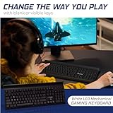 Blank or Visible Keys | Mechanical Wired PC Keyboard for Home, Office, Gaming | Shine Through Keycaps with Custom Key Lighting | Backlit White LED with Show/Hide Light Up Keys | Silent Linear Switches