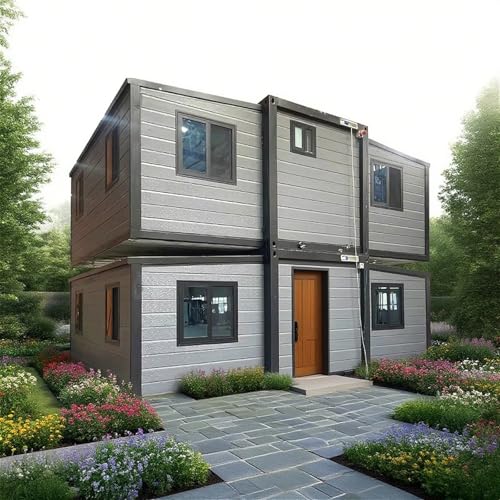 2-Storey Custom Modular Tiny Home – Detachable Container House with 1-6 Bedrooms, Fully Equipped Kitchen & Bathroom, Prefab Expandable Home for Families