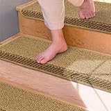 Brakki Bullnose Carpet Stair Treads, Non Slip Stair Treads for Wooden Steps Indoor, Stair Runner, Soft Stair Rugs, Edging Stair Protectors, Washable, 29.5"x9.5"x1.5" 14pcs, Beige