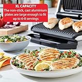 T-Fal, Electric Grill, OptiGrill Stainless Steel XL 6 Servings 9 Intelligent Automatic Cooking Modes 1800 Watts Nonstick Removable Plates, Dishwasher Safe, Panini Press Sandwich Maker