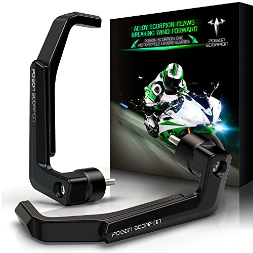 POISON SCORPION Motorcycle Lever Guards, Full Aluminum Clutch Brake Handlebar Protector Black Compatible with FJR1300 FZ8 MT03 MT09 VMAX YZF R1 R3 R6
