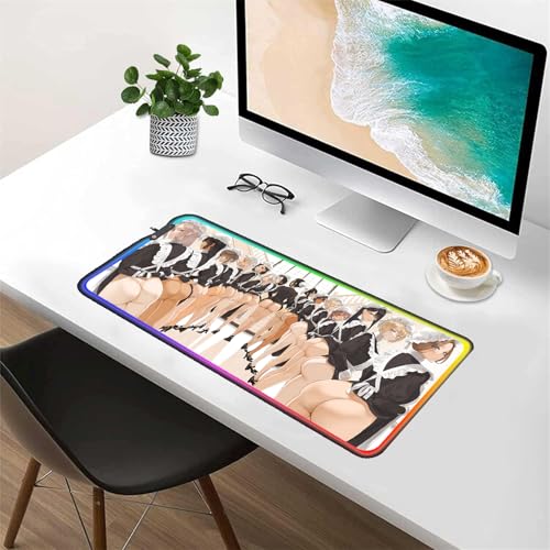 Mouse Pad RGB Sexy Anime LED Gaming Mouse Pad Sexy Butt Breasts Chest Gaming Accessories Laptop Colorful Keyboard Gaming Desktop Carpet Pad (35.43x15.74 inche)
