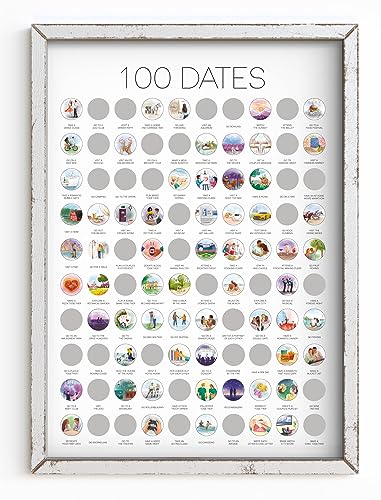 TBD 100 Dates Scratch Off Poster - Date Night Bucketlist, Anniversary for Couples, Date Night Ideas, Birthday for Women