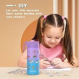 Kids Water Bottle, 2-Pack 16oz Water Bottles with Stickers and Straw, Stainless Steel Vacuum Insulated cup, Kids Water Bottle for School, Gifts for Boys and Girls(Blue/Purple)