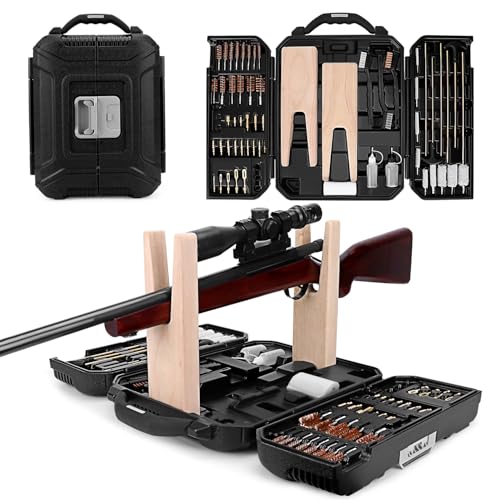Universal Gun Cleaning Kit for All Caliber Compatible with Pistol Rifle Handgun Shotgun Hunting with Brass Rods and Cleaning Stand