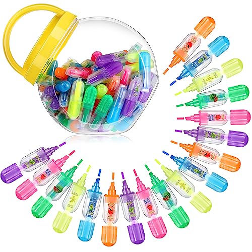 Ctosree 90 Pieces Mini Cute Highlighters Scented Highlighters with Candy Jars for Kids multi Color Cute School Supplies Classroom Office Stationery for Drawing Poster Diary Greeting Card