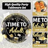 96 Pcs 18th Birthday Party Plates and Napkins Party Supplies Time To Adult 18 Years Old Birthday Party Tableware Set Black Gold 18th Birthday Decorations Favors for Boys Girls for 24 Guests