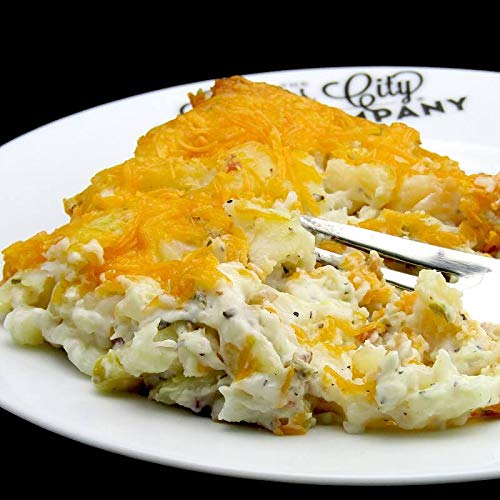 Premium Baked Potato Casserole with Bacon, Sour Cream and Shredded Cheddar Cheese, 1 tray, 32 oz. Gourmet Side Dish from Kansas City Steak Company.