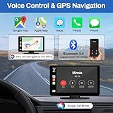 BOXGVO Wireless Carplay Screen for Car with 4K Dash Cam, 9" Portable Carplay & Android Auto, Car Stereo Touchscreen with 1080p Backup Camera, GPS Navigation/Voice Control/Mirror Link/Bluetooth