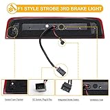 R&F Auto LED Strobe Third Brake Light Compatible With Ram 1500 2500 3500 4500 5500, 2010-2018 Pickup Truck High Mounted Stop Lights Roof Cargo Lamp with Seal Foam Gaskets, F1 Style Red Flash